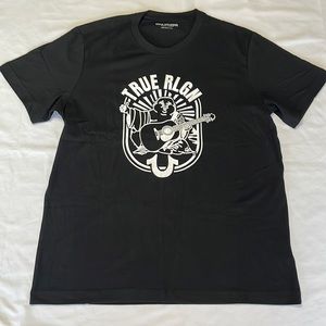 True Religion Arch Logo Crew Neck Tee Shirt Blavk Size L